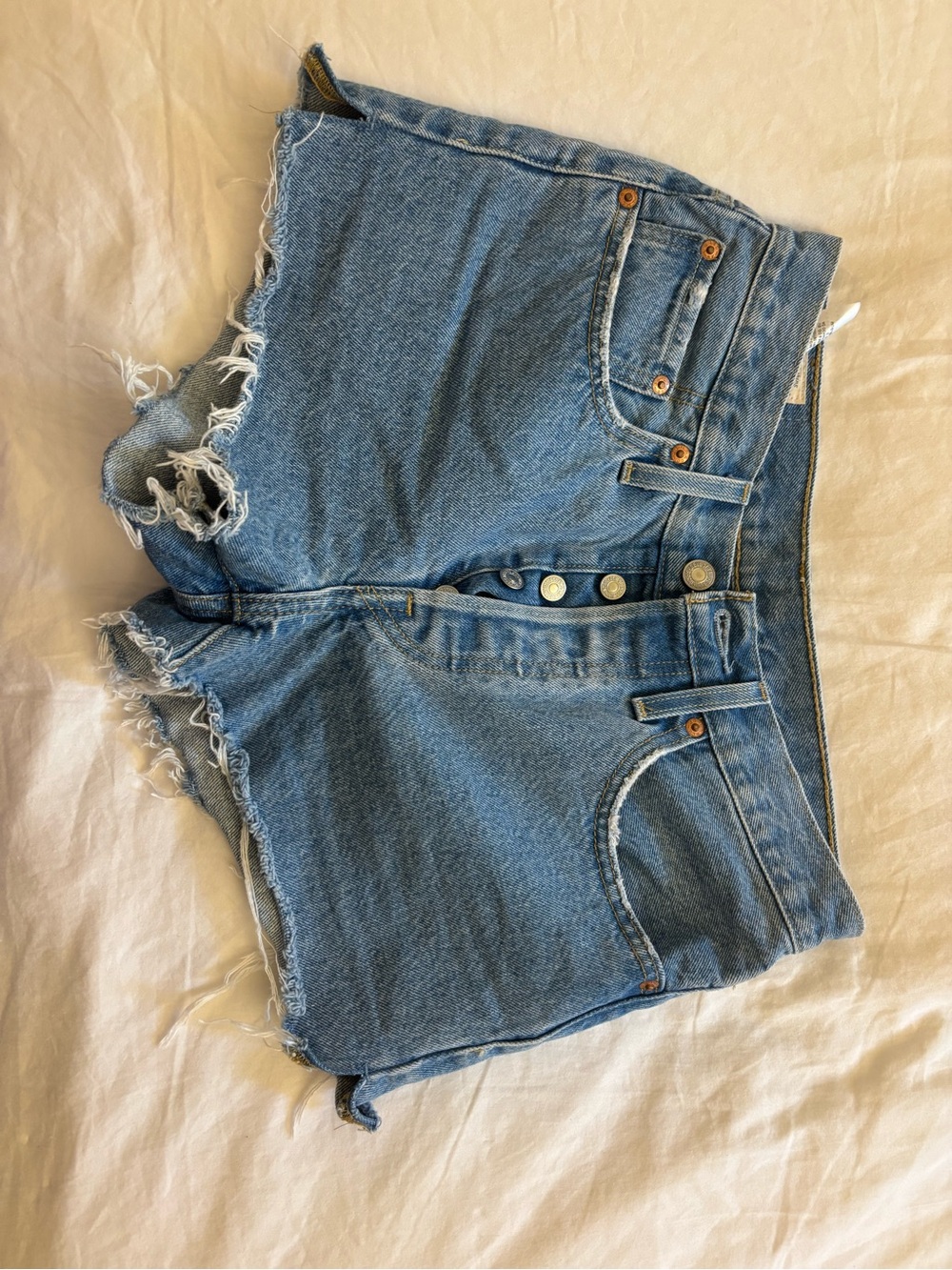 Levi's Light Blue High-Waist Button-Fly Denim Cutoff Shorts